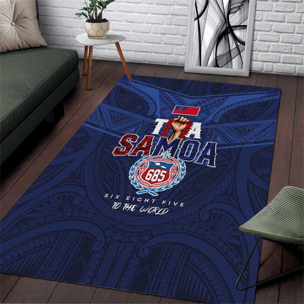 Rugby Toa Samoa Area Rug Champions Six Eight Five LT03 Blue - Polynesian Pride