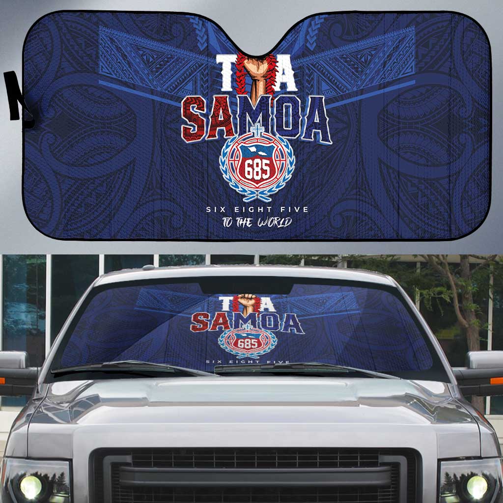 Rugby Toa Samoa Auto Sun Shade Champions Six Eight Five LT03 Blue - Polynesian Pride