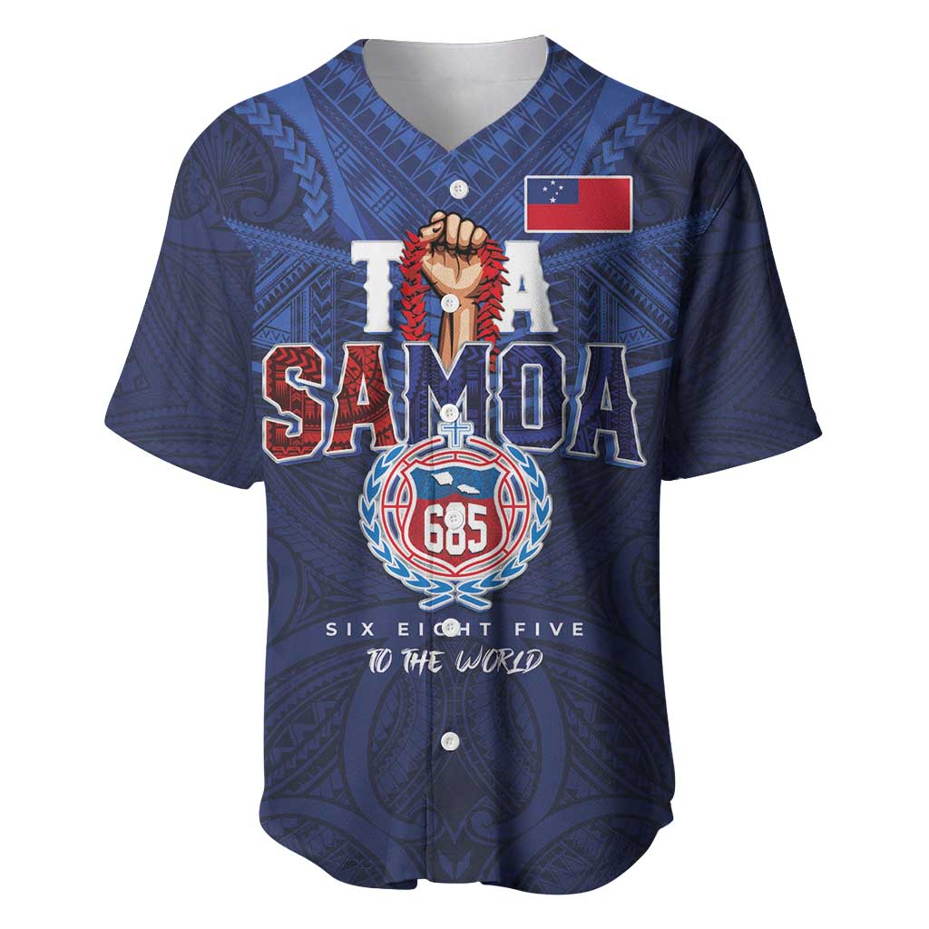 Custom Rugby Toa Samoa Baseball Jersey Champions Six Eight Five LT03 Blue - Polynesian Pride
