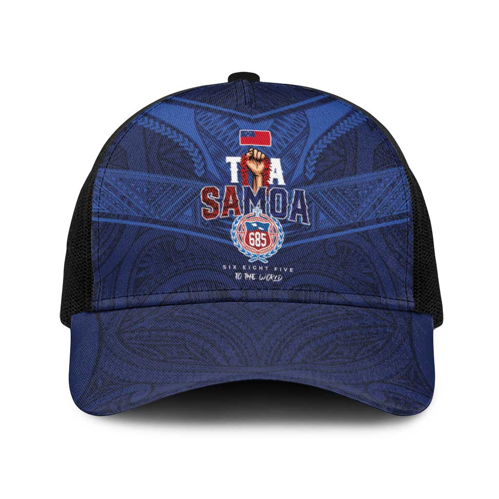 Toa Samoa Rugby Baseball Net Cap Champions Six Eight Five LT03 One Size Black Blue - Polynesian Pride