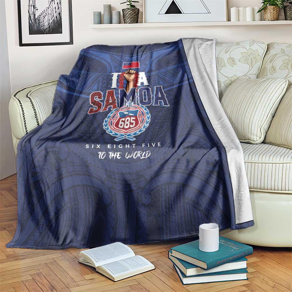 Rugby Toa Samoa Blanket Champions Six Eight Five LT03 Blue - Polynesian Pride