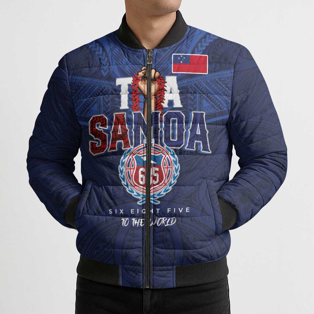 Custom Rugby Toa Samoa Bomber Puffer Jacket Champions Six Eight Five LT03 - Polynesian Pride