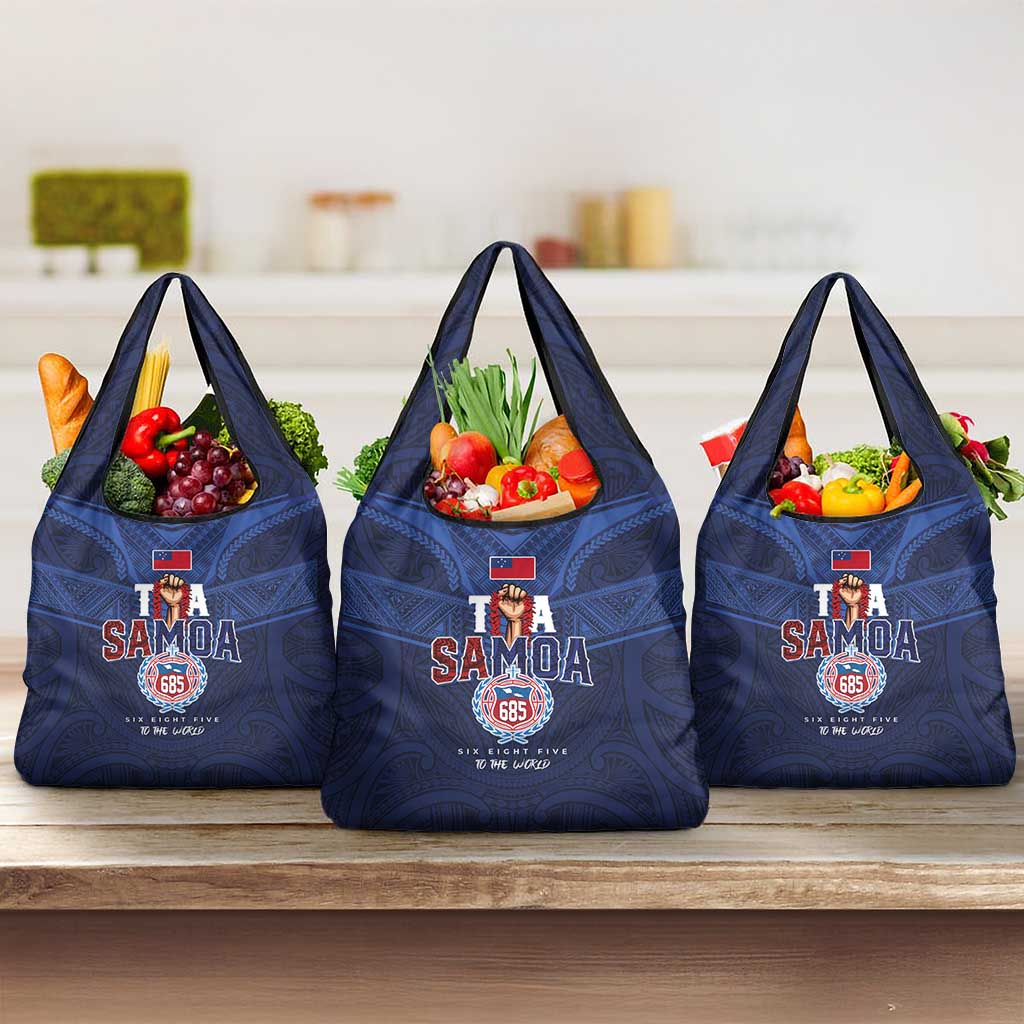 Rugby Toa Samoa Grocery Bag Champions Six Eight Five LT03 3-pack One Size Blue - Polynesian Pride