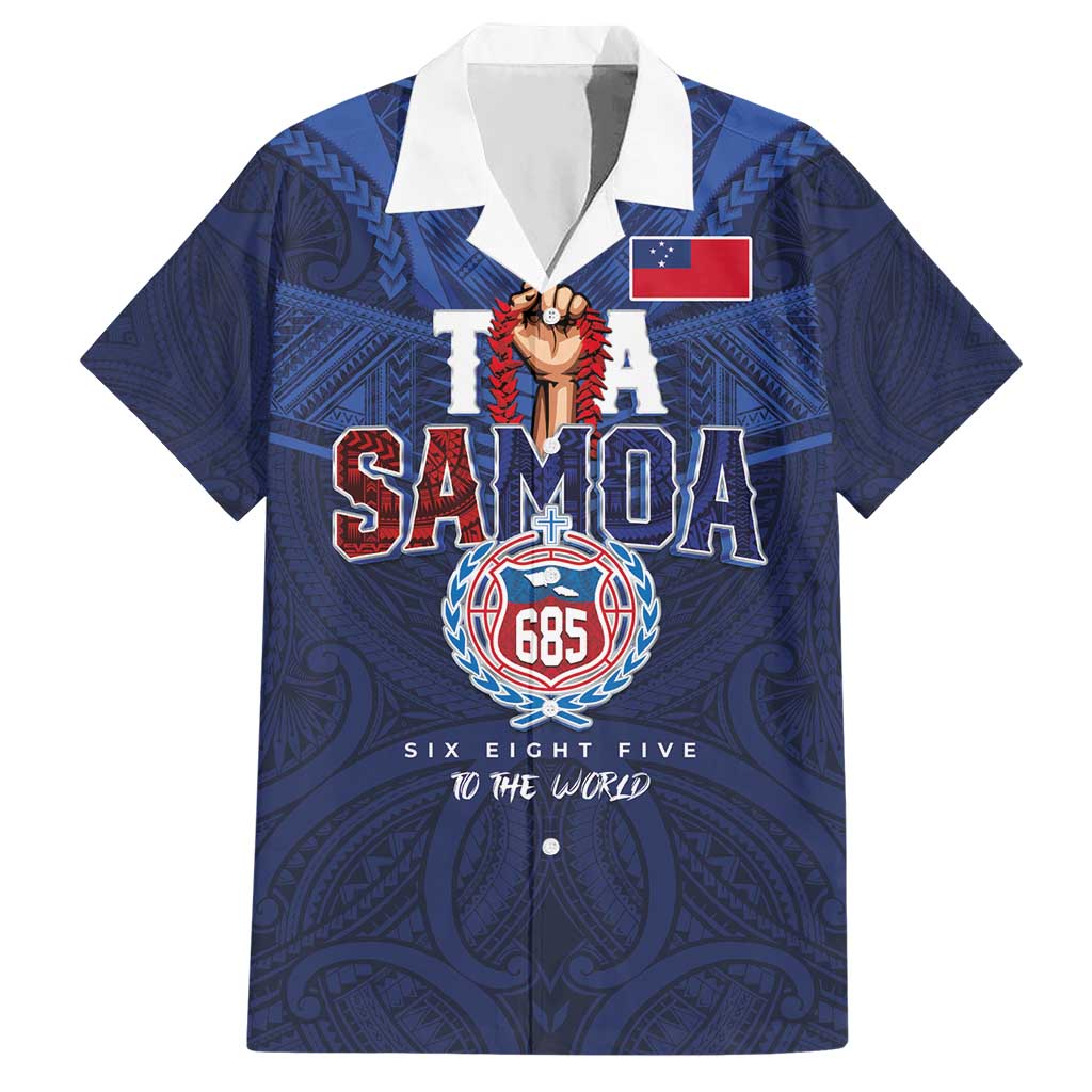 Custom Rugby Toa Samoa Hawaiian Shirt Champions Six Eight Five LT03 Blue - Polynesian Pride