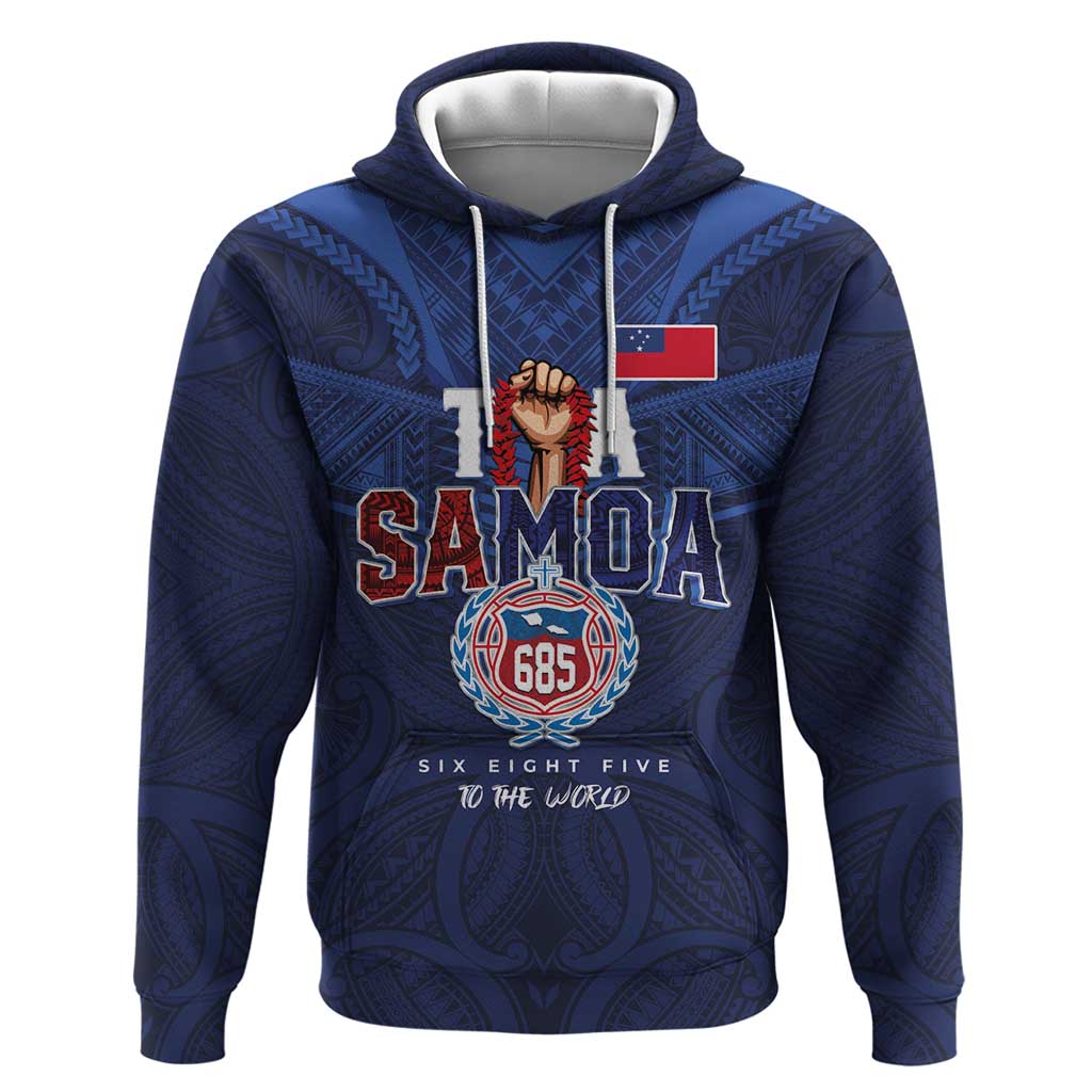 Custom Rugby Toa Samoa Hoodie Champions Six Eight Five LT03 Pullover Hoodie Blue - Polynesian Pride