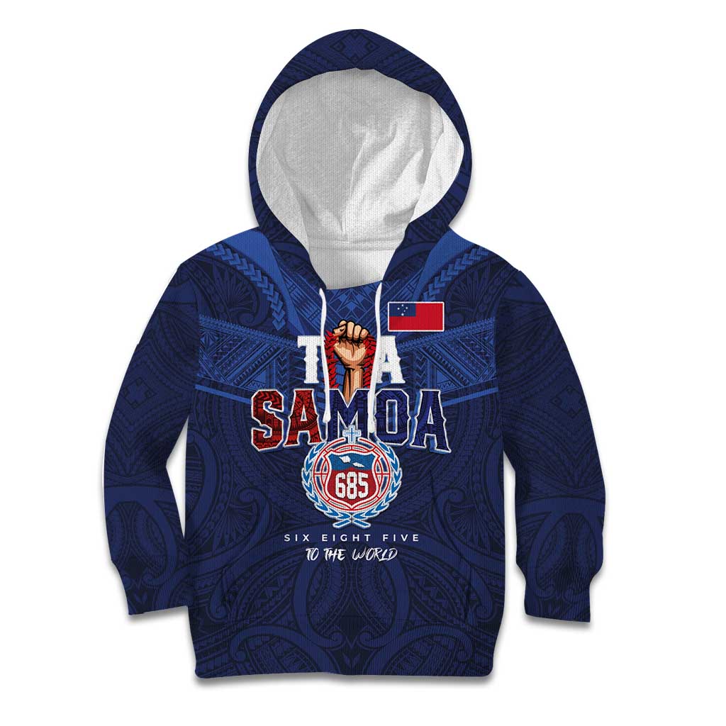 Custom Rugby Toa Samoa Kid Hoodie Champions Six Eight Five LT03 Hoodie Blue - Polynesian Pride