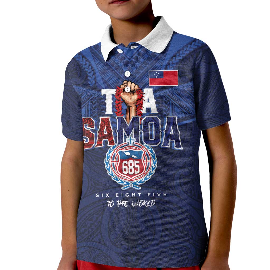 Custom Rugby Toa Samoa Kid Polo Shirt Champions Six Eight Five LT03 Kid Blue - Polynesian Pride