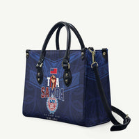 Rugby Toa Samoa Leather Bag Champions Six Eight Five LT03 Blue - Polynesian Pride