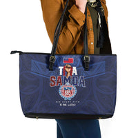 Rugby Toa Samoa Leather Tote Bag Champions Six Eight Five LT03 - Polynesian Pride