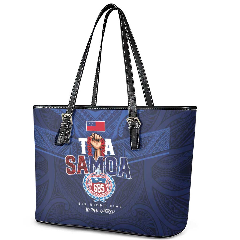 Rugby Toa Samoa Leather Tote Bag Champions Six Eight Five LT03 - Polynesian Pride