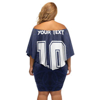 Custom Rugby Toa Samoa Off Shoulder Short Dress Champions Six Eight Five LT03 - Polynesian Pride