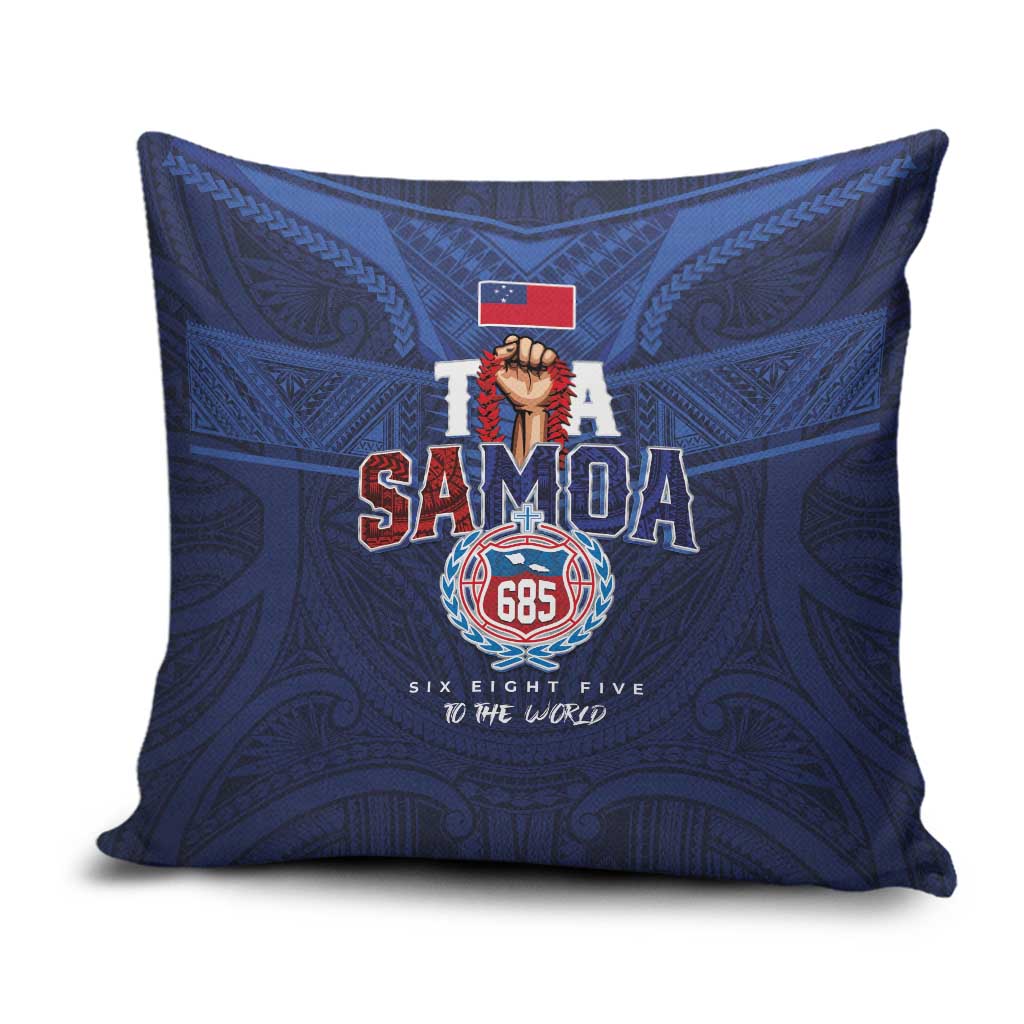 Rugby Toa Samoa Pillow Cover Champions Six Eight Five LT03 Blue - Polynesian Pride