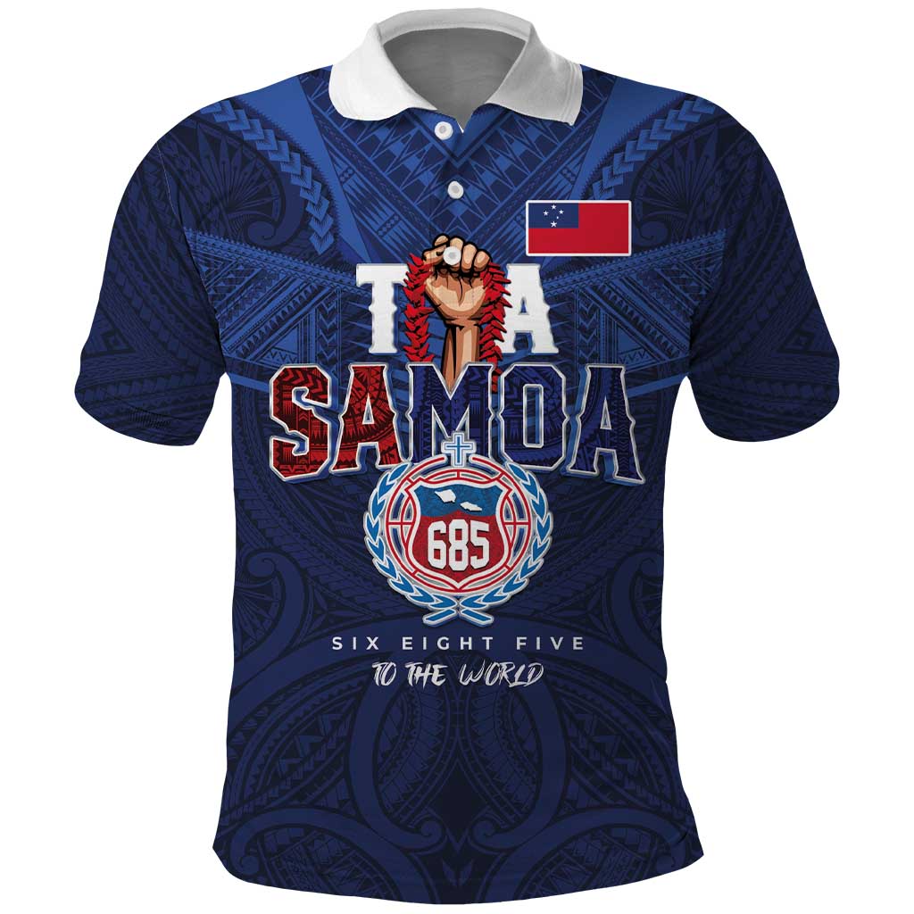 Custom Rugby Toa Samoa Polo Shirt Champions Six Eight Five LT03 Blue - Polynesian Pride