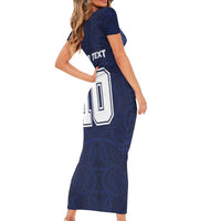 Custom Rugby Toa Samoa Short Sleeve Bodycon Dress Champions Six Eight Five LT03 - Polynesian Pride