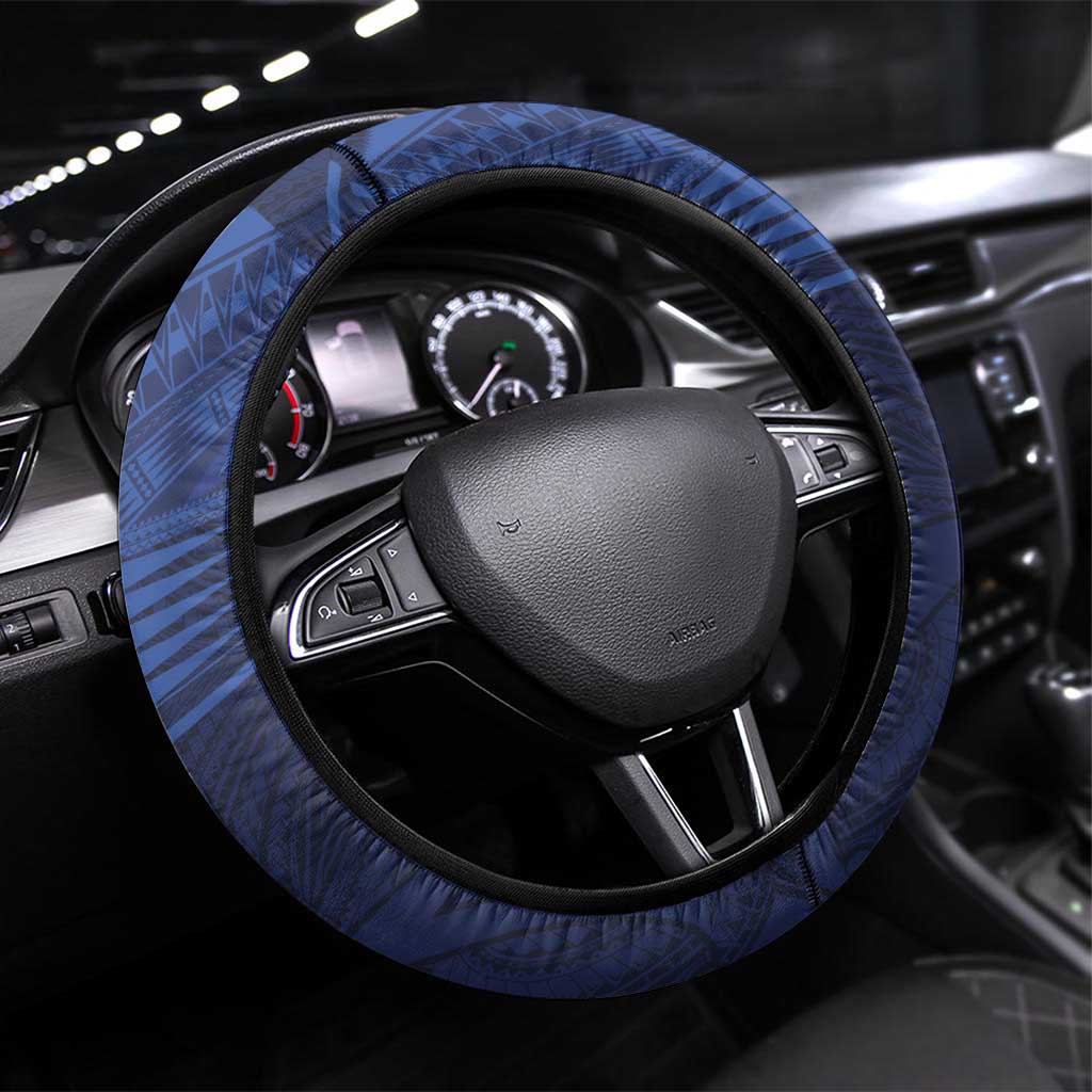 Rugby Toa Samoa Steering Wheel Cover Champions Six Eight Five LT03 Universal Fit Blue - Polynesian Pride