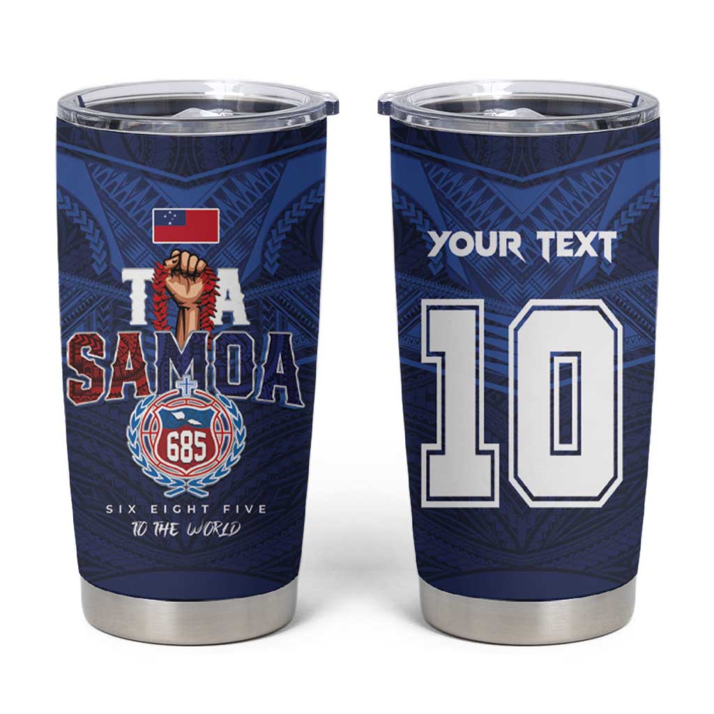 Custom Rugby Toa Samoa Tumbler Cup Champions Six Eight Five LT03 Blue - Polynesian Pride