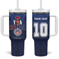 Custom Rugby Toa Samoa Tumbler With Handle Champions Six Eight Five LT03 One Size: 40 oz Blue - Polynesian Pride