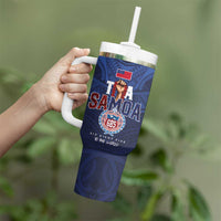 Custom Rugby Toa Samoa Tumbler With Handle Champions Six Eight Five LT03 - Polynesian Pride