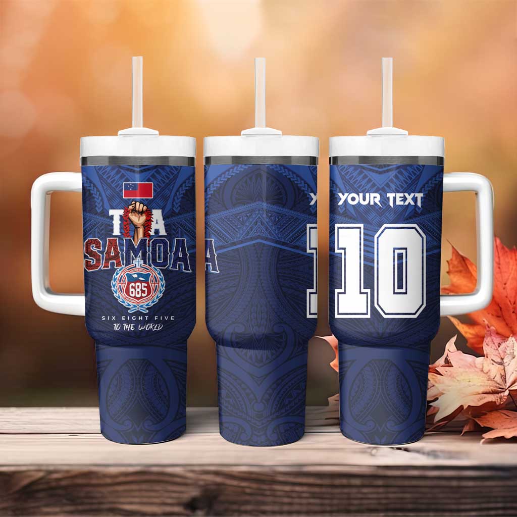 Custom Rugby Toa Samoa Tumbler With Handle Champions Six Eight Five LT03 - Polynesian Pride