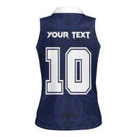 Custom Rugby Toa Samoa Women Sleeveless Polo Shirt Champions Six Eight Five LT03 - Polynesian Pride