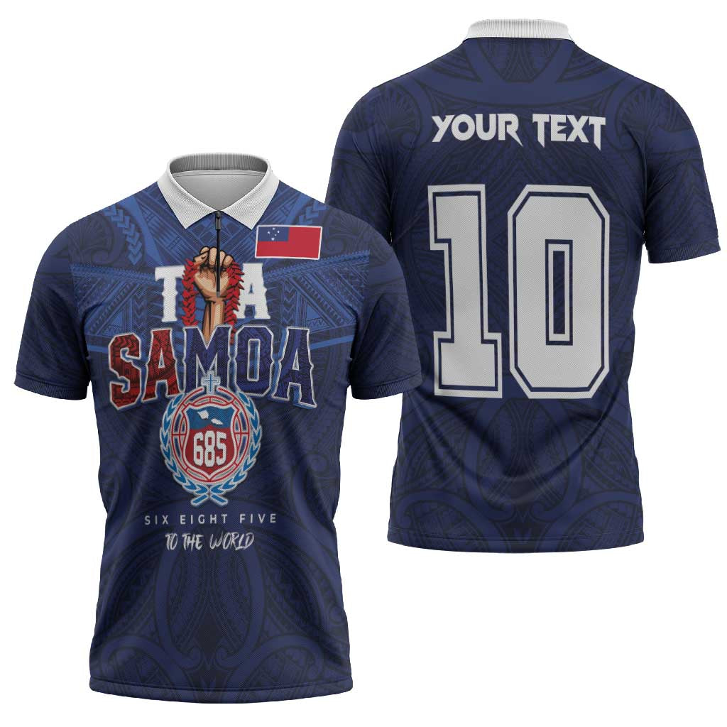 Custom Rugby Toa Samoa Zipper Polo Shirt Champions Six Eight Five LT03 - Polynesian Pride