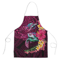 Hawaiian Plumeria and Hibiscus with Turtles Apron Polynesian Art Red Color LT03 Red - Polynesian Pride
