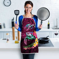 Hawaiian Plumeria and Hibiscus with Turtles Apron Polynesian Art Red Color LT03 - Polynesian Pride