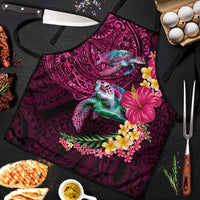 Hawaiian Plumeria and Hibiscus with Turtles Apron Polynesian Art Red Color LT03 Red - Polynesian Pride