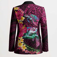 Hawaiian Plumeria and Hibiscus with Turtles Blazer Polynesian Art Red Color LT03 - Polynesian Pride