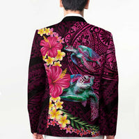 Hawaiian Plumeria and Hibiscus with Turtles Blazer Polynesian Art Red Color LT03 - Polynesian Pride