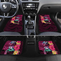 Hawaiian Plumeria and Hibiscus with Turtles Car Mats Polynesian Art Red Color LT03 Set 4pcs Red - Polynesian Pride
