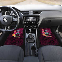 Hawaiian Plumeria and Hibiscus with Turtles Car Mats Polynesian Art Red Color LT03 Set 2pcs - Front Red - Polynesian Pride