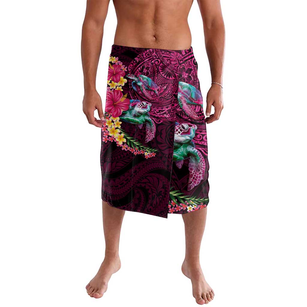 Hawaiian Plumeria and Hibiscus with Turtles Lavalava Polynesian Art Red Color LT03 Red - Polynesian Pride
