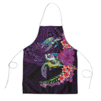 Hawaiian Plumeria and Hibiscus with Turtles Apron Polynesian Art Purple Color LT03 Purple - Polynesian Pride
