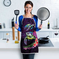 Hawaiian Plumeria and Hibiscus with Turtles Apron Polynesian Art Purple Color LT03 - Polynesian Pride