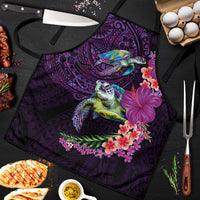 Hawaiian Plumeria and Hibiscus with Turtles Apron Polynesian Art Purple Color LT03 Purple - Polynesian Pride