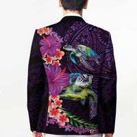 Hawaiian Plumeria and Hibiscus with Turtles Blazer Polynesian Art Purple Color LT03 - Polynesian Pride