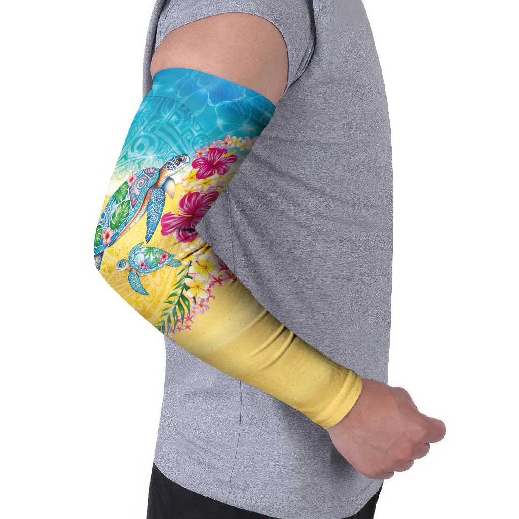 Hawaiian Tropical Plants Turtles Arm Sleeves Watercolor Style LT03 - Polynesian Pride