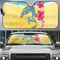 Hawaiian Tropical Plants Turtles Auto Sun Shade Watercolor Style LT03 Multicolor - Polynesian Pride