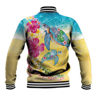 Hawaiian Tropical Plants Turtles Baseball Jacket Watercolor Style LT03 - Polynesian Pride