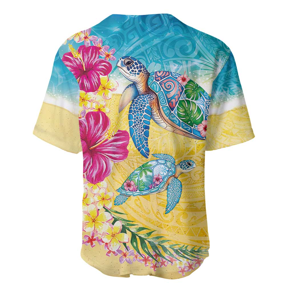 Hawaiian Tropical Plants Turtles Baseball Jersey Watercolor Style LT03 - Polynesian Pride