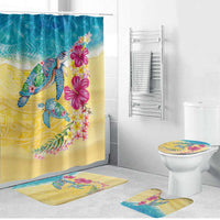 Hawaiian Tropical Plants Turtles Bathroom Set Watercolor Style LT03 Bathroom Set (4 pcs) Multicolor - Polynesian Pride