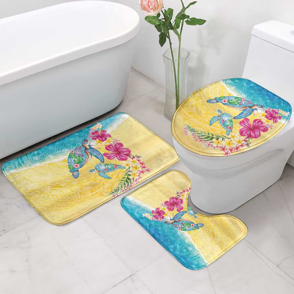 Hawaiian Tropical Plants Turtles Bathroom Set Watercolor Style LT03 - Polynesian Pride
