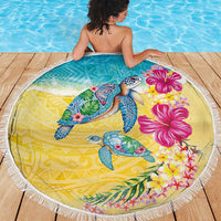 Hawaiian Tropical Plants Turtles Beach Blanket Watercolor Style LT03 - Polynesian Pride