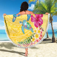Hawaiian Tropical Plants Turtles Beach Blanket Watercolor Style LT03 - Polynesian Pride