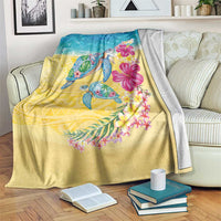 Hawaiian Tropical Plants Turtles Blanket Watercolor Style LT03 Multicolor - Polynesian Pride