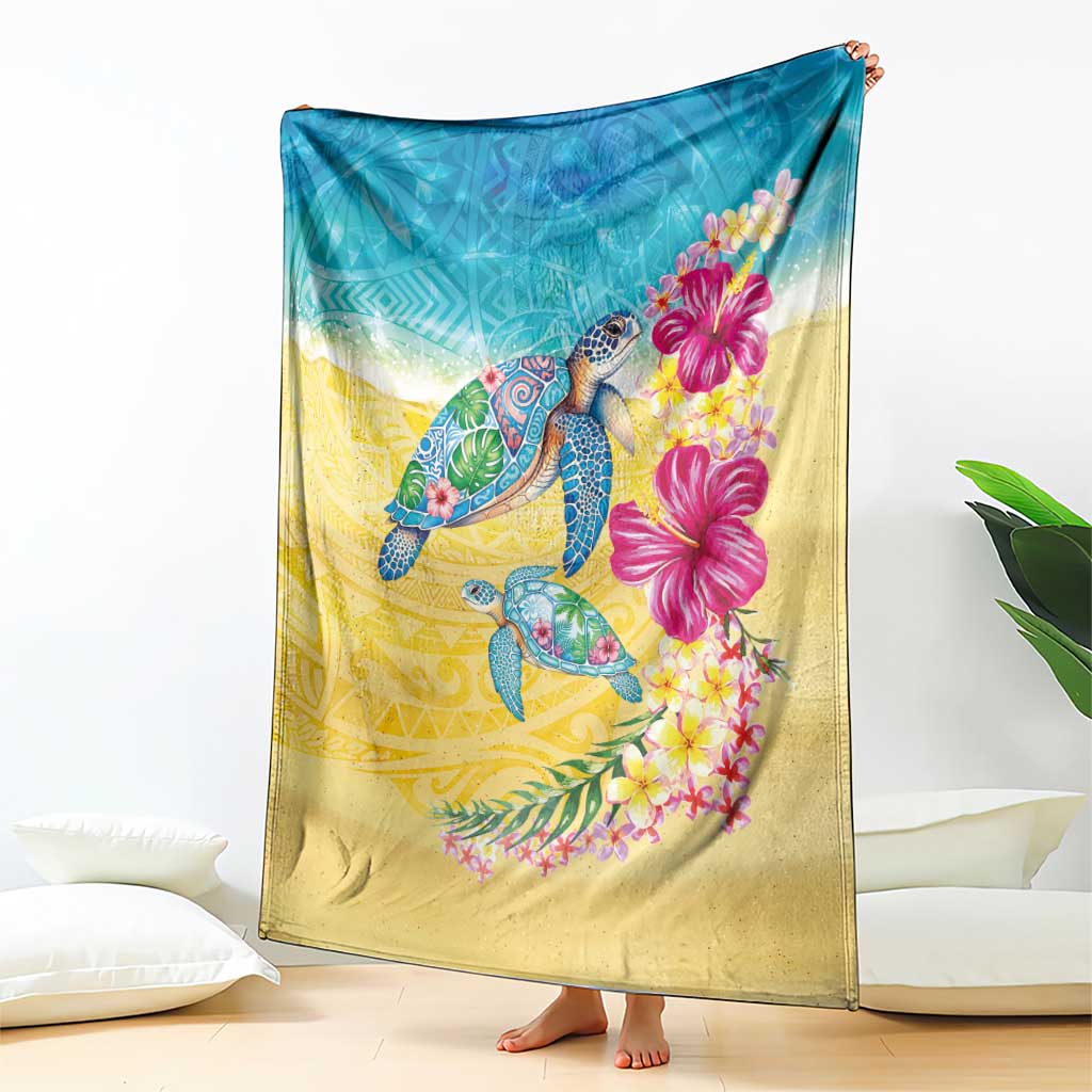 Hawaiian Tropical Plants Turtles Blanket Watercolor Style LT03 - Polynesian Pride