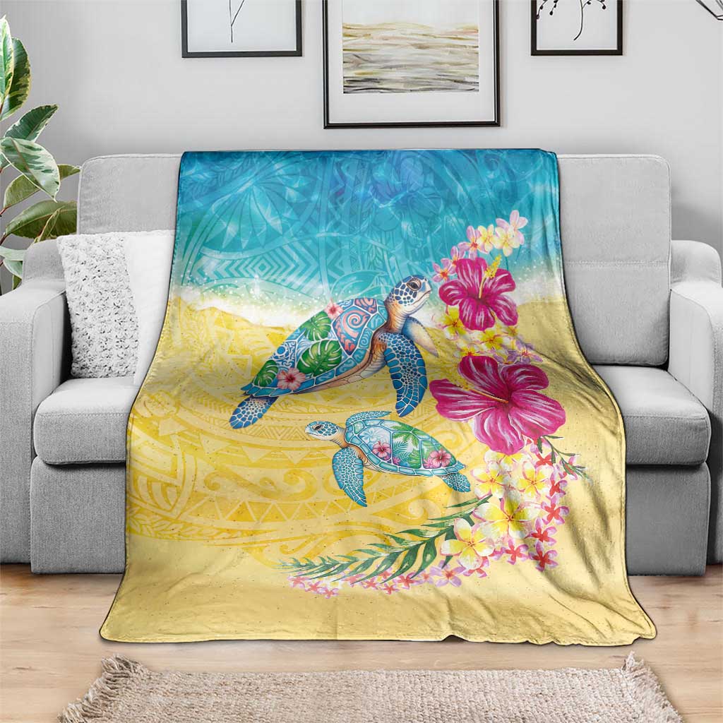 Hawaiian Tropical Plants Turtles Blanket Watercolor Style LT03 - Polynesian Pride
