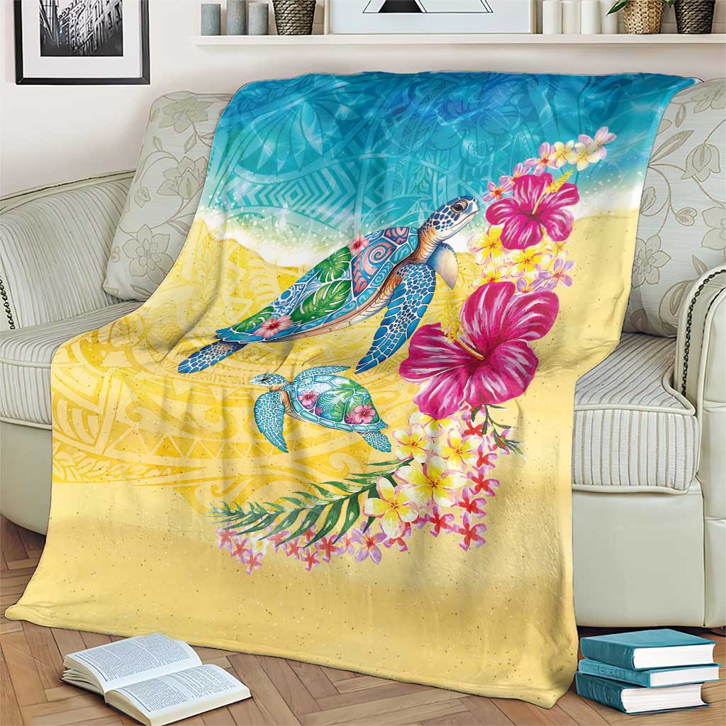 Hawaiian Tropical Plants Turtles Blanket Watercolor Style LT03 - Polynesian Pride