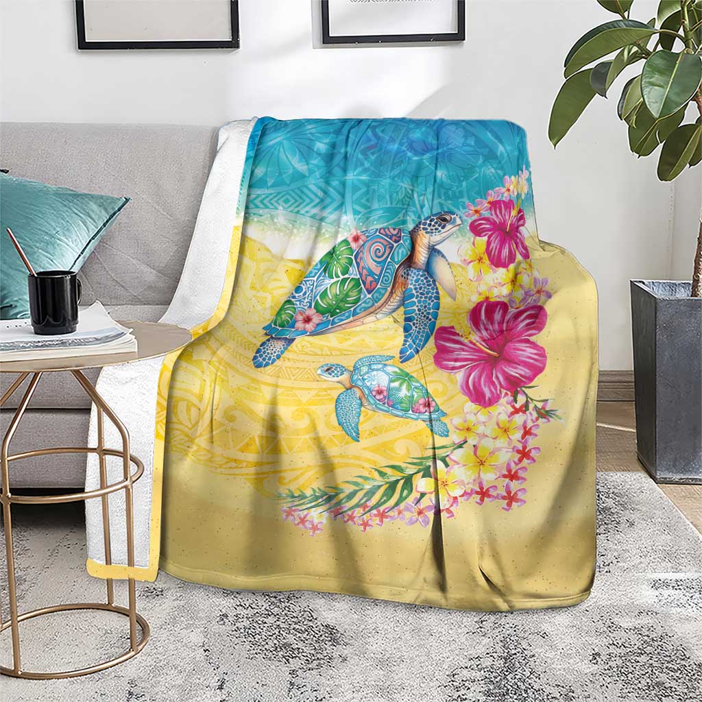 Hawaiian Tropical Plants Turtles Blanket Watercolor Style LT03 - Polynesian Pride